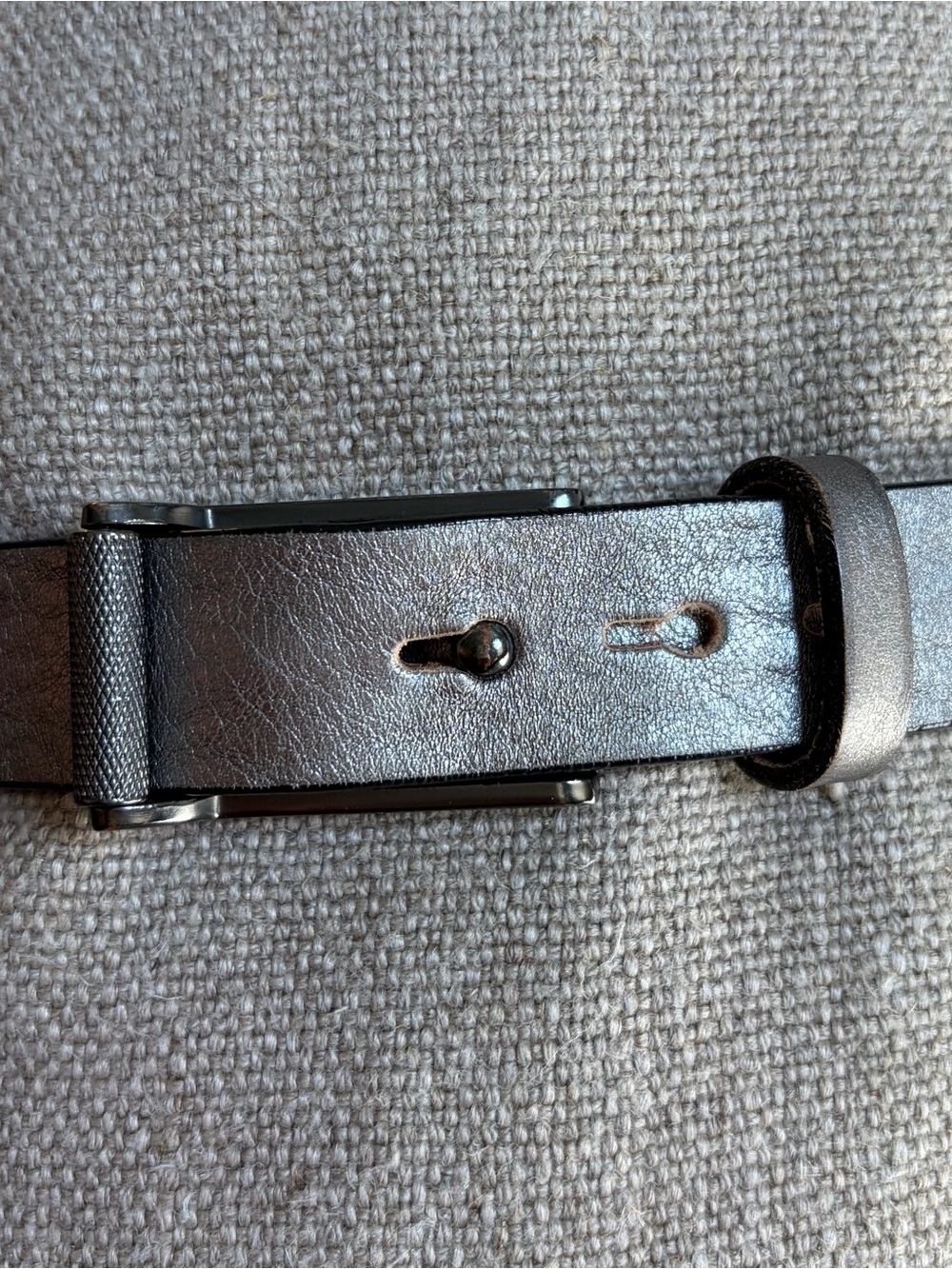 Rag & Bone Silver Leather Belt with Matte Hardware